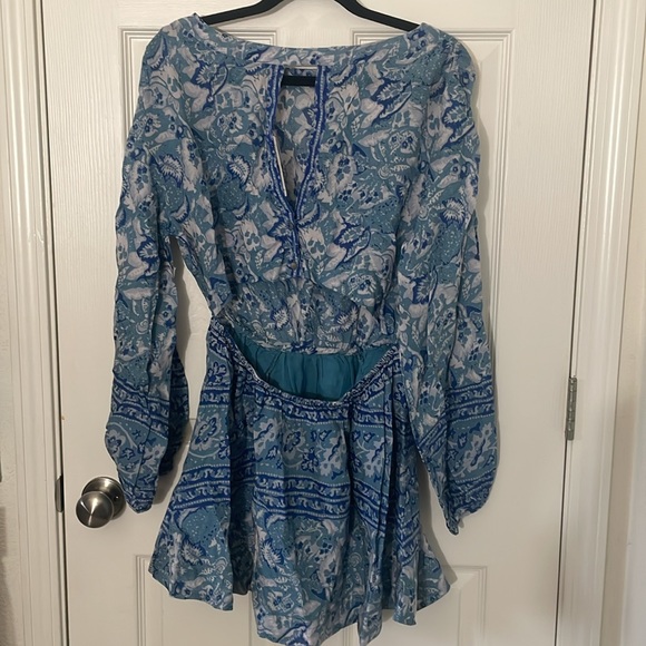 Free People Silver Sun open back dress in blue Boho Western Rode Festival size S - Picture 7 of 9